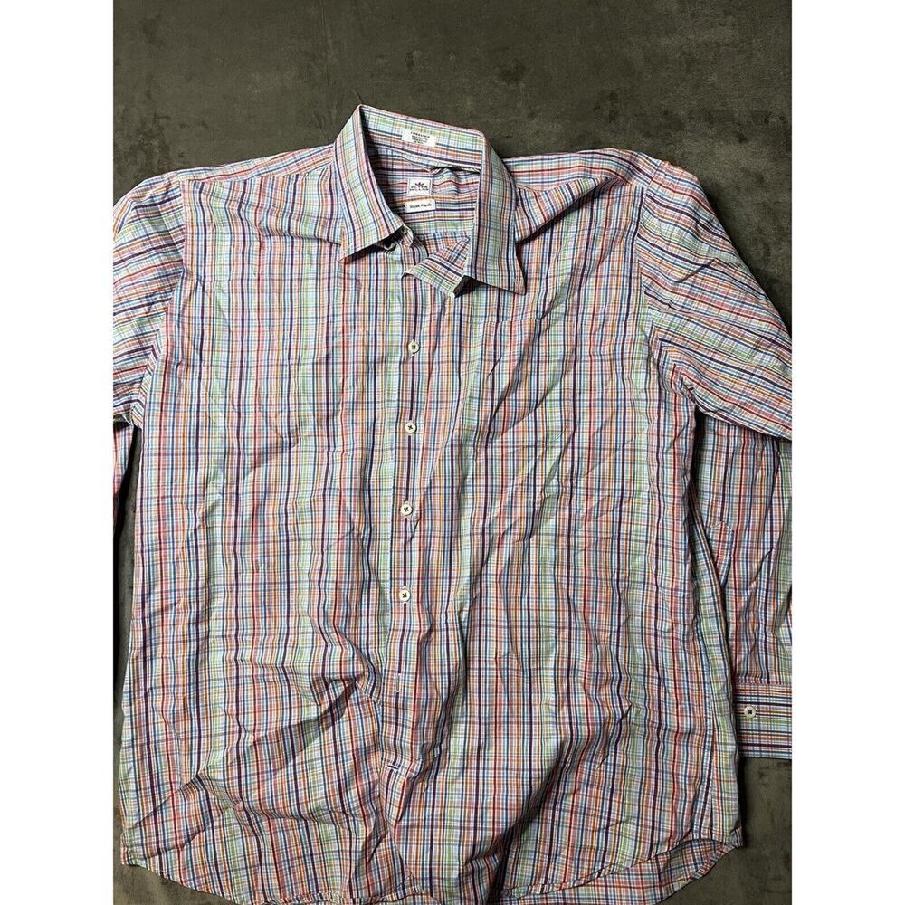 Peter Millar Size XL Long Sleeve Seaside Wash Plaid Button Up